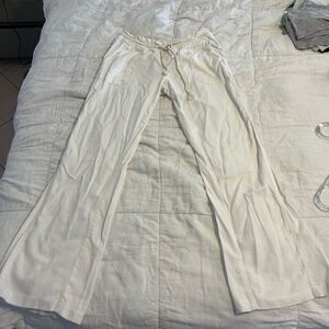 Roxy “Oceanside” Low Rise Flared Linen Pants